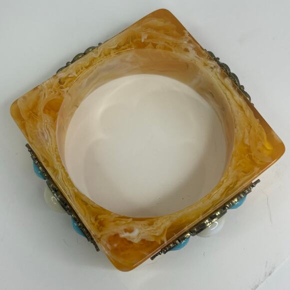 Anthropologie Bracelet Chunky Statement Bracelet Square Bracelet Bangle Bracelet - Picture 3 of 4